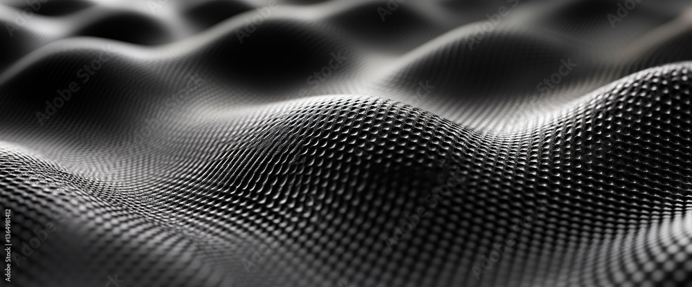 Poster abstract grayscale image of a textured, undulating surface. the texture resembles a woven or pattern