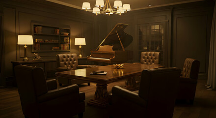 Pixelated Luxurious Meeting Room With Piano