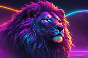 A Lion with a Stunning, Multicolored Rainbow Mane – A Creative Illustration. Generative AI