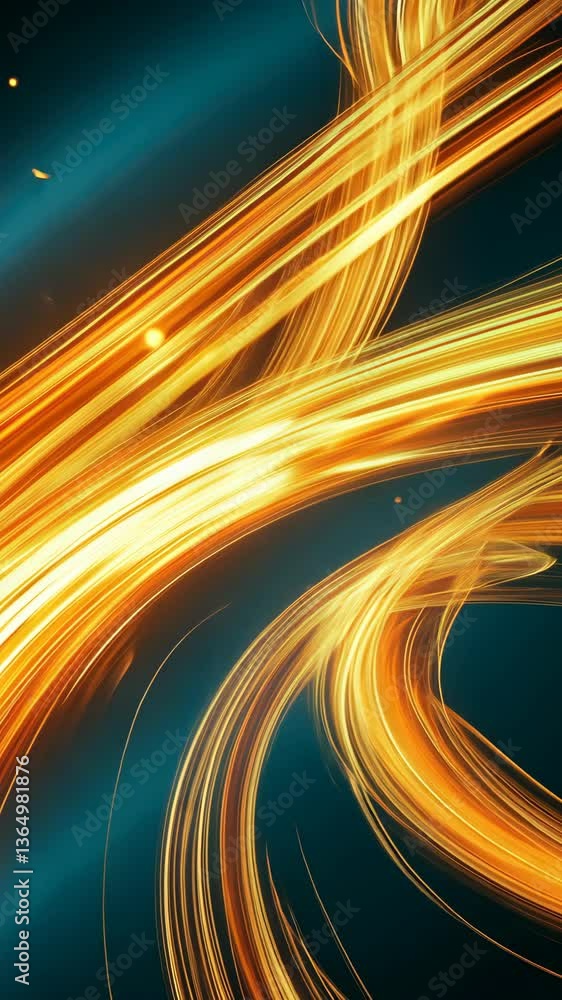 Aufkleber fluid golden trails form intricate chinese patterns in a seamless, vibrant display. vertical.