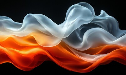 Fototapeta premium Abstract digital art of layered flowing orange and white fabric