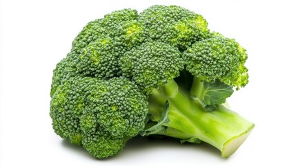 Fresh Broccoli Head Isolated on White Background