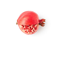 Pomegranate cut photography isolated on white background. Clipping path. Original shadow.