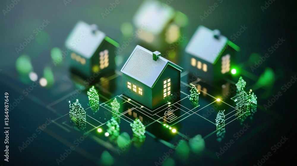Poster a futuristic investment dashboard analyzing property values in real time