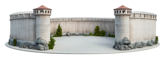 Historic fortification structure urban area open sky perspective cut out