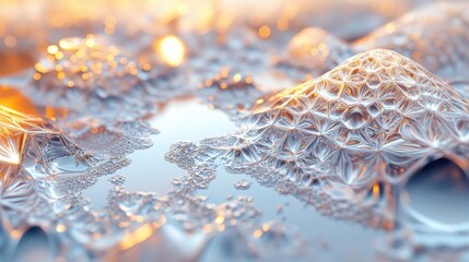 Abstract Reflection of Light on Bubbles and Fluid Surface at Dawn