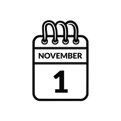 November 1 Calendar icon vector illustration.