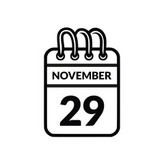 November 29 Calendar icon vector illustration.