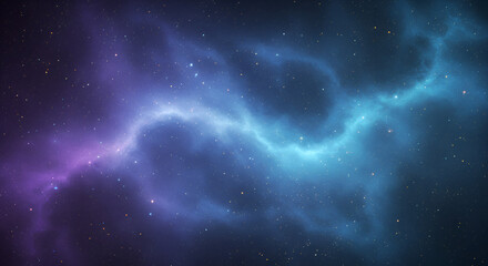 Naklejka premium textured background with swirling nebula patterns, deep blues, purples, and hints of golden stars.