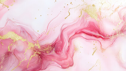 A pink and gold swirl with glittery gold accents