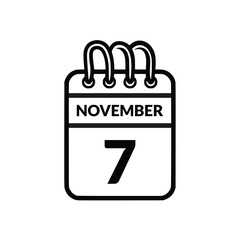 November 7 Calendar icon vector illustration.