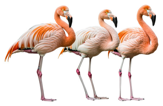 Flamingos standing gracefully tropical habitat animal cut out