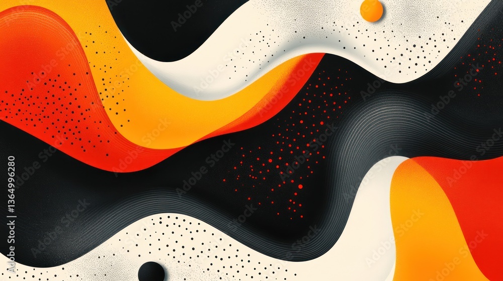 Poster abstract flowing shapes with circles creating a modern dynamic composition and aesthetic for graphic