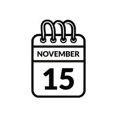 November 15 Calendar icon vector illustration.
