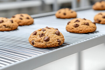 Cookies on conveyor belt