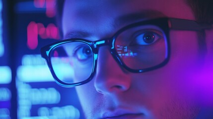Fototapeta premium A professional trader watching cryptocurrency charts on multiple screens, analyzing market trends in real time. 