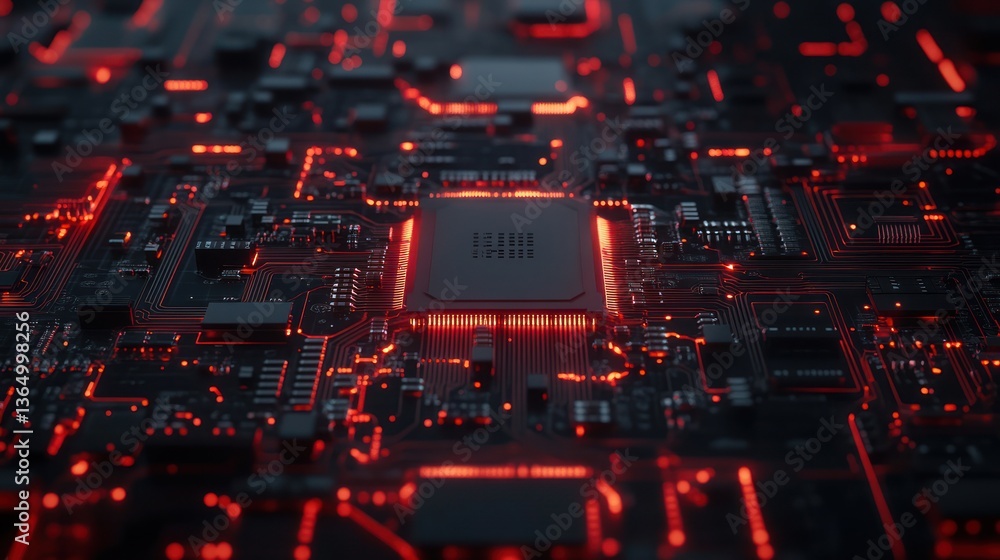 Aufkleber circuit board with illuminated processor - technological advancement