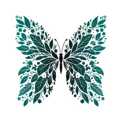 Fototapeta premium Vector illustration of a butterfly on a white background with floral and decorative elements