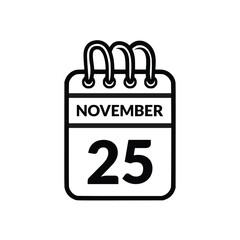 November 25 Calendar icon vector illustration.