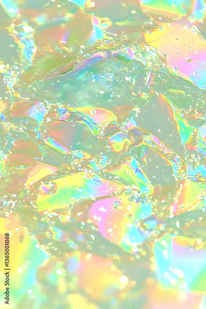 Poster abstract background showing liquid motion with shimmering iridescence