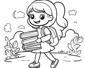 Cute girl carrying books