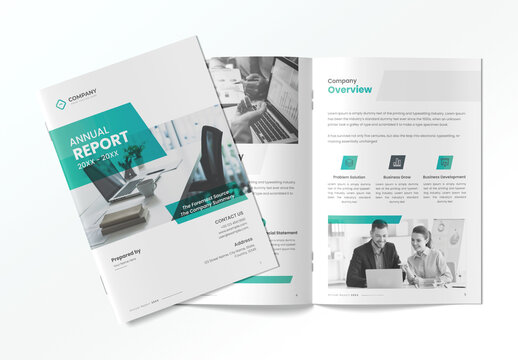 Annual Report Template with Pale Blue Accents
