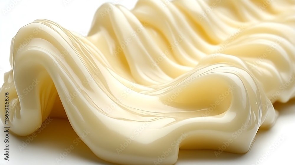 Poster abstract waves of smooth cream, creating a luminous and dynamic flow