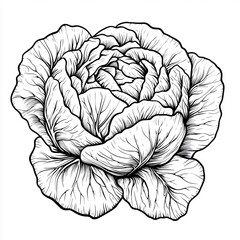 Obraz premium Line art drawing of a cabbage head. (1)