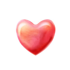 Decorative drawn heart. Romantic clip art on white background