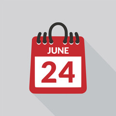 June 25 Calendar icon vector illustration.