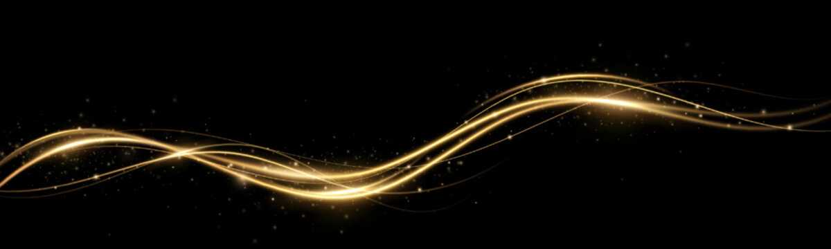 Abstract light speed motion effect.Gold color spiral glow effect.Magic shiny lin