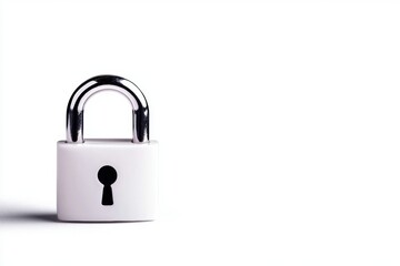 Naklejka premium Minimalist white padlock with keyhole on a plain background