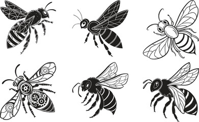 Minimalist Bee Vector Icon | Geometric Honeybee Logo | EPS & PNG