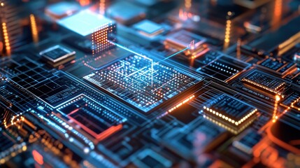 A quantum computing scientist working on quantum encryption for secure communication networks, lab with quantum processors and encryption models visible, High-tech style