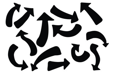 Curved Black Arrow Icons – Dynamic Directional Symbols Set