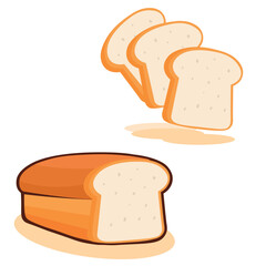 Cartoon Sliced Bread Loaf Vector Illustration – Bakery Food Icon Set