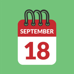September 18 Calendar icon vector illustration.