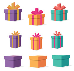 Gift Box Vector Set – 3 Styles (Classic, Tall, Minimal) for Holiday Packaging, E-commerce & Brand Promotions