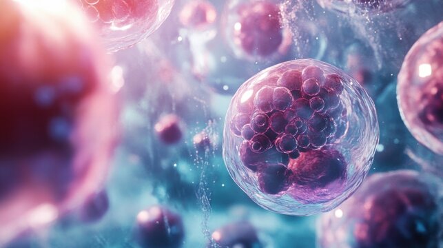 A regenerative medicine expert using stem cells for tissue repair, laboratory with stem cell cultures, 3D scaffolds