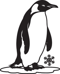 Graphic black silhouette of a penguin 