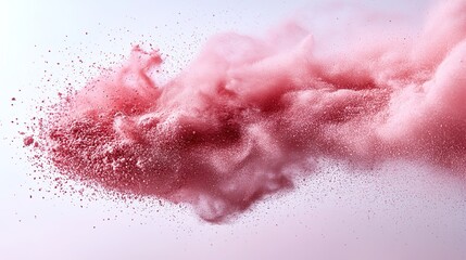 Obraz premium Pink powder - makeup or paint - spreads on white, creating a romantic atmosphere for Valentine's or Women's Day.