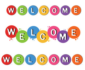 Welcome Badge Vector – Three Stylized Round Circle Designs for Hospitality, Events & Retail Signage