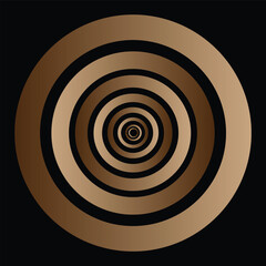 Abstract 3d brown circle layers background with luxury style isolated on black background, futuristic technology concept. vector illustration Top view. EPS editable file.