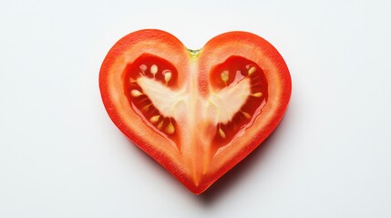 Heart-shaped tomato slice on white background (1)
