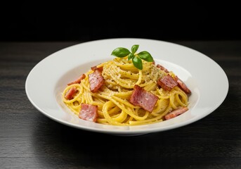 Traditional Italian spaghetti carbonara, rich and creamy with crispy guanciale and aged pecorino.