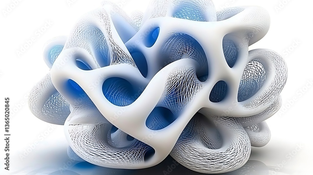 Poster abstract three dimensional structure with white and blue color elements