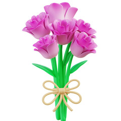 3D Illustration of Pink Tulips Bouquet