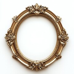 A decorative golden oval frame sits on a white background