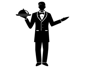 Waiter silhouette vector illustration