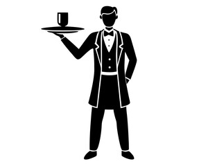 Waiter silhouette vector illustration